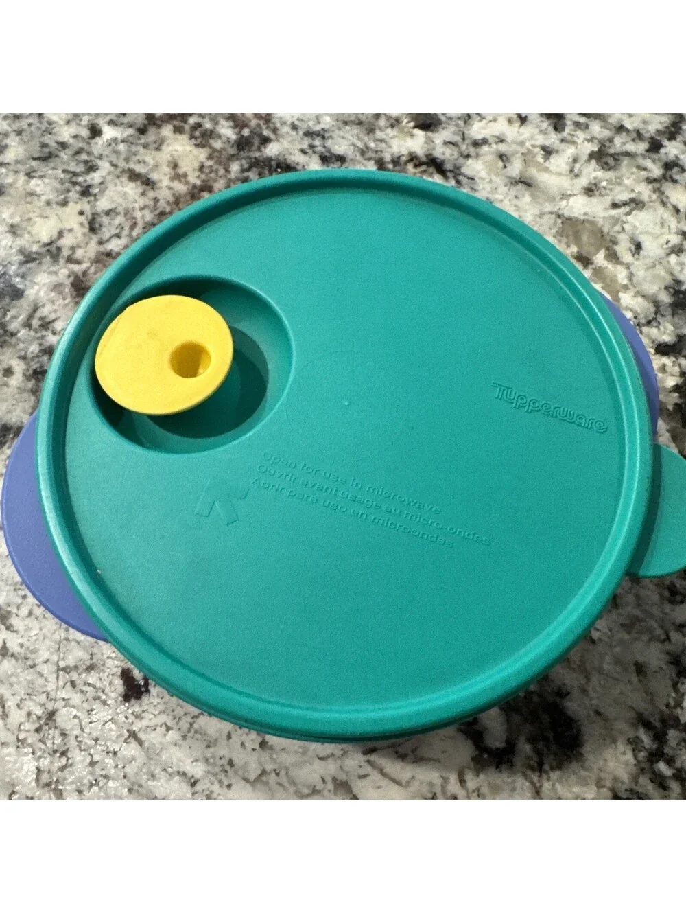 Tupperware Crystal Wave Divided Microwave Dish Blue Vented Lid Green